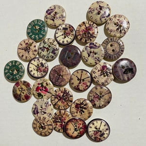 Lot von 10 Vintage Look Knöpfe Niedliche Uhr Gesicht Knöpfe Nähen Scrapbooking Bastelbedarf