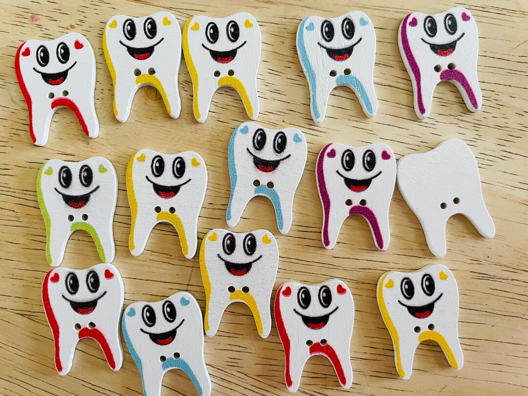 Adorable Teeth Tooth Buttons Lot of 10 Flat Back Sewing Craft Supplies ...