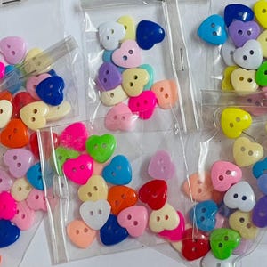 Lot of 12 HEART Buttons Cute Love Heart Buttons Random Buttons Sewing Scrapbooking Craft Supplies Button Art