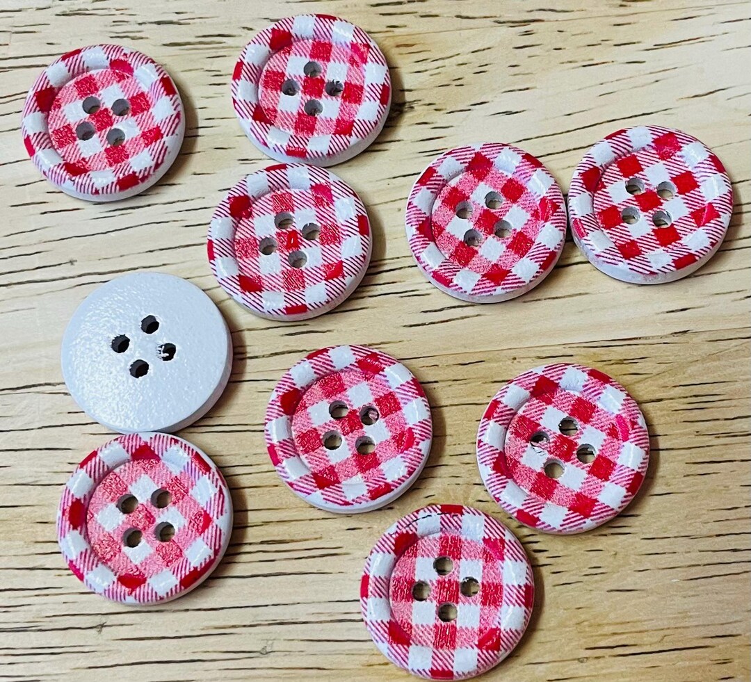 Lot of 10 Red Check Buttons Cute Sewing Scrapbooking Craft Supplies - Etsy