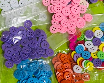 50 Buttons Grab Bag Coloured Buttons Mixed Buttons Scrapbooking Button Art Journalling Bright Cute