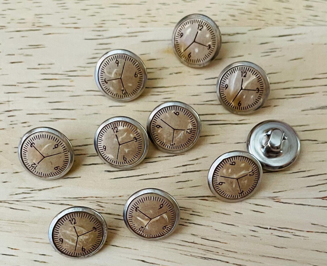 Lot of 10 Vintage Look Buttons Clock Face Buttons Steampunk Sewing ...