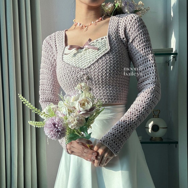 Odette Short / Long Sleeves Top | In-Depth PDF Crochet Pattern With Pictures | Intermediate | Made-to-Measure | Balletcore Lovecore Coquette