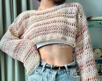 Riley 2 en 1 (pull / haussement d'épaules) | Modèle de crochet PDF détaillé avec photos et vidéos | Débutant avancé | Sur mesure | Mesh tendance de l'an 2000