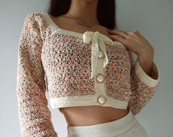 Eloise Cardigan | In-Depth PDF Crochet Pattern With Pictures | Advanced Beginner | Made-to-Measure | Detachable Ribbon
