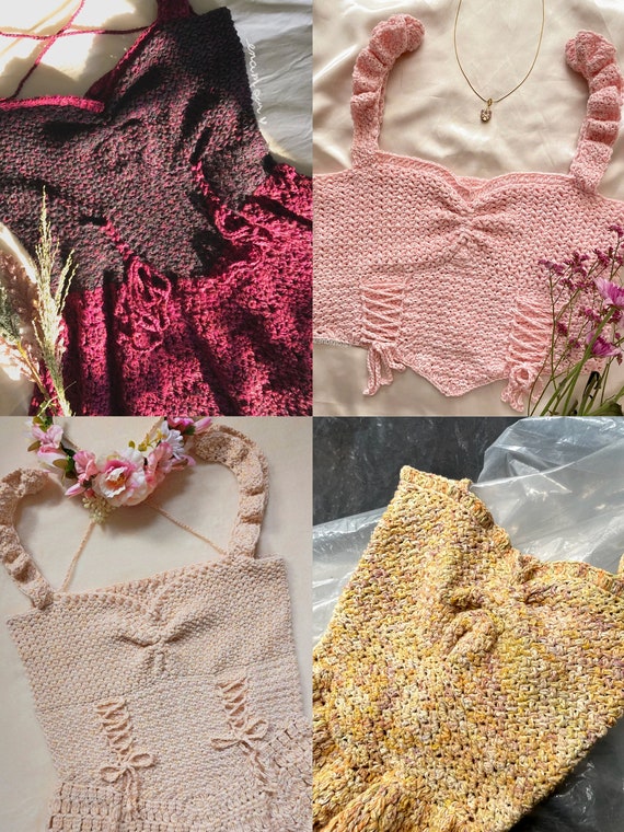 Crochet frill knit tops andmary アンドマリー ANDMARY】Crochet frill knit tops