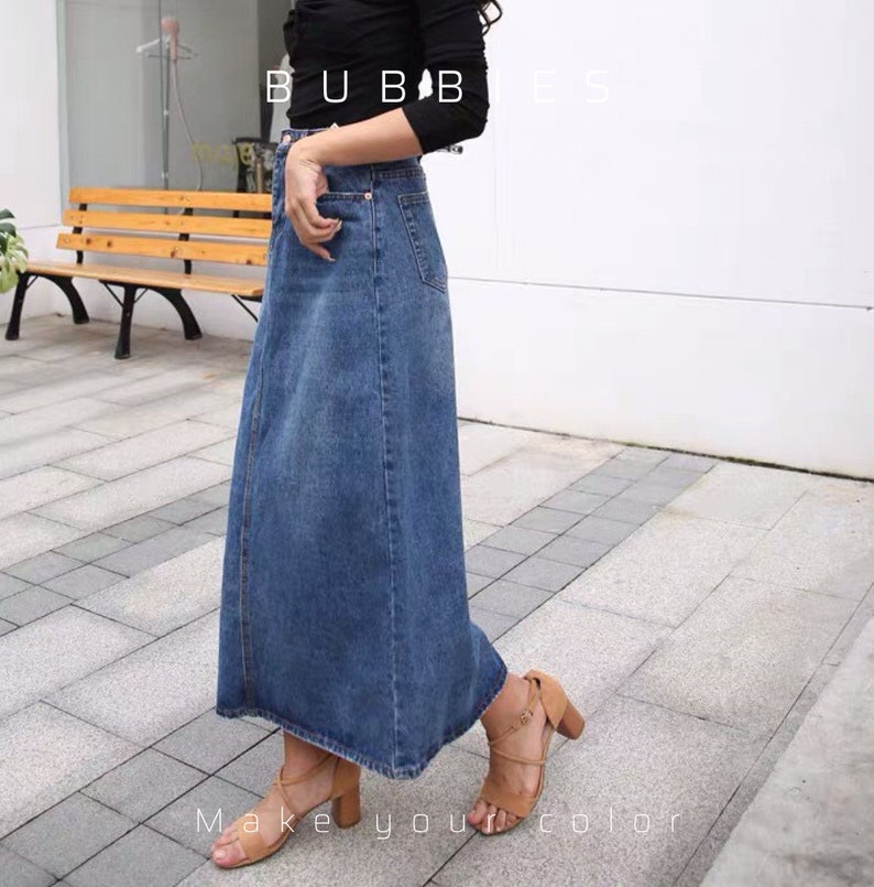 Denim Maxi Long Skirt Women's Long Denim Skirt Wash Etsy Canada