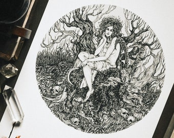 Art print "Harvest" - illustration in black and white