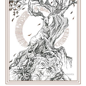Kunstafdruk "IV. THE EMPEROR" - illustratie in inkt in zwart-wit, middeleeuwse etsstijl, poster The Emperor tarotkaart