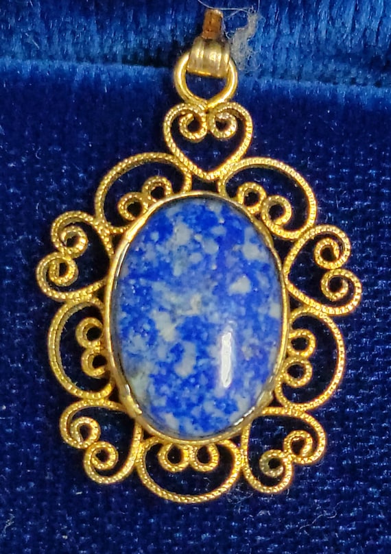 Lapis Lazuli  & Gold filigree Pendant
