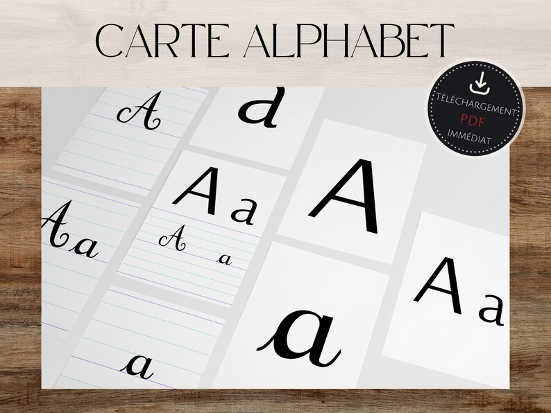 Neutral Alphabet Card French Cursive Alphabet Card Etsy Canada