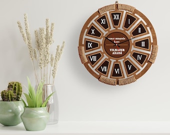 Orologio da parete unico, orologi da chiamata per soggiorno, orologio moderno, orologio da parete scandinavo, orologio silenzioso in rovere naturale, orologio da parete yoga, orologio da parete
