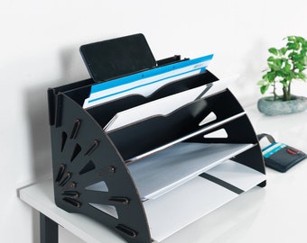 Gepersonaliseerde bureau-organizer, houten bureau-organizer met voor briefpapier, organisatie De Bureau, bureau-organizer Leuke kantoorbenodigdheden