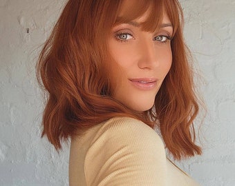 Premium heat-resistant Synthetic wig &#39;Tobasco Cat&#39; 12-14&quot; Firey Red Lob. Sm-Lge adjustable cap