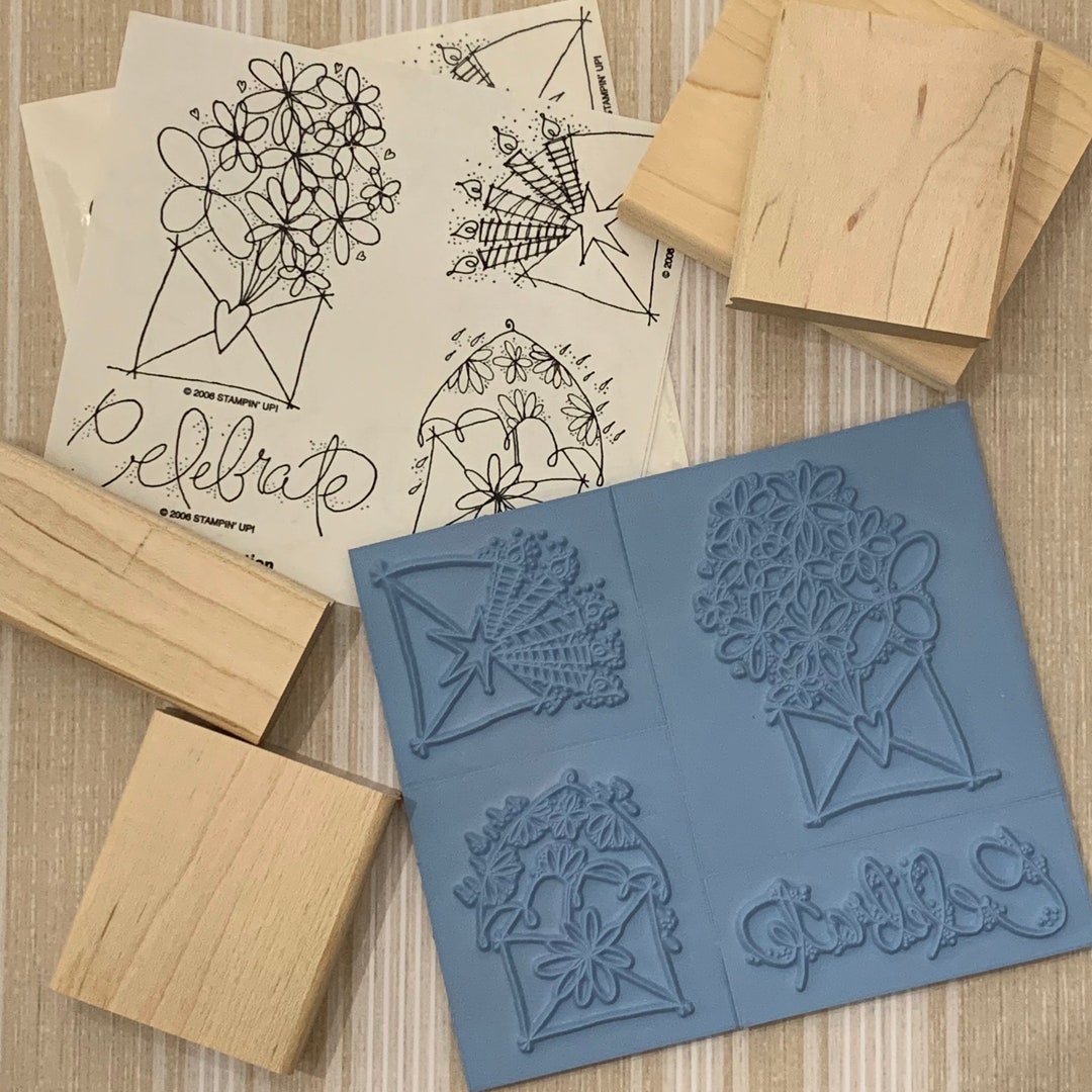 2006 Stampin up “send A Celebration” Set of 4 Unmounted Stamps Etsy