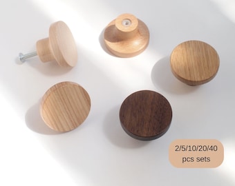 Boutons d'armoire en bois, boutons de tiroir, boutons de commode, boutons en chêne, quincaillerie d'armoire en bois (mod 15, lot de 2/4/8/16/32 pièces, sur commande)
