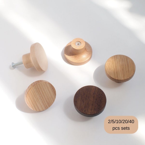 Wooden cabinet knobs, Drawer knobs, Dresser knobs, Oak knobs, Wooden cabinet hardware (mod 15, set of 2/5/10/20/40 pcs)