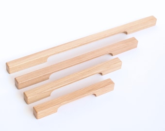 Wooden cabinet pulls, minimalist modern style solid wood drawer handles, furniture hardware for dresser, drawer, wardrobe (mod. 22, ord)
