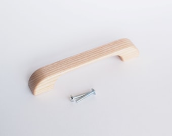 Wooden cabinet handle, pull for dresser, drawer, wardrobe, kitchen cabinet (mod. 17, Ash)