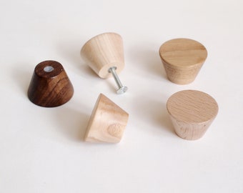1-1/8" or 30mm Wooden dresser knobs, drawer knobs, wardrobe knobs, cabinet knobs, mod 20.1, sets 2/5/10/20/40 pcs, Oak, Ash, Maple, Beech