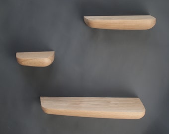 Drewniane półki pływające, mała drewniana półka ścienna, mini drewniana półka, półki ekspozycyjne, prezent na parapetówkę