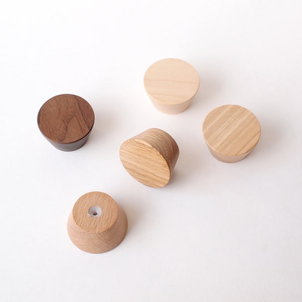 1 5/8" (~40 mm) Wooden cabinet knobs,  dresser knobs, drawer knobs, wardrobe knobs (mod 20.2, set of 5 pcs, Ash, Oak, Maple, Beech, Walnut)