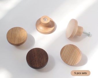 1 5/8" (~40 mm) Wooden cabinet knobs, dresser knobs, knobs for drawer, wardrobe, kitchen cabinet (mod. 15, set of 5 pcs)