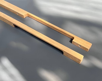 Extra-long wooden wardrobe handles, large cabinet pulls, wooden closet handles, wooden oak pulls handles (mod. 21.2, ord)