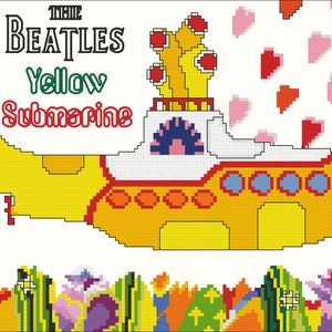 Yellow Submarine Beatles cross stitch pattern