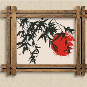 Patrón de punto de cruz de arte japonés.