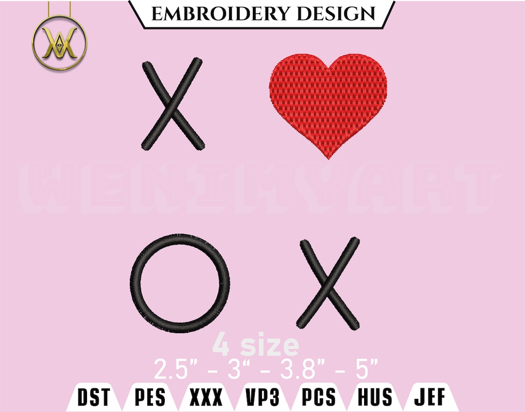 Heart XOX Embroidery File Digital Download Emoji - Etsy