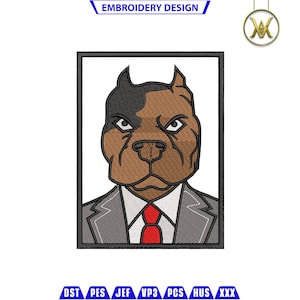 Pitbull Dog Embroidery File | Pet Embroidery | Digital Download | Embroidery Files | PES | Animal  Files