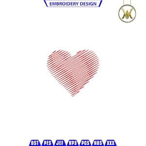 May include: Red heart-shaped embroidery design with a stitched pattern. This design is perfect for creating personalized projects like clothing, home decor, or gifts.