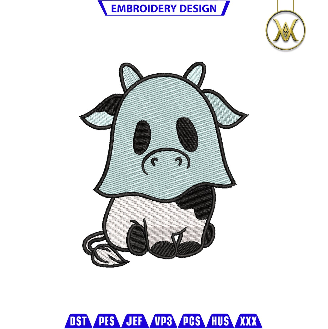 Cute Cow Ghost Embroidery Design | Halloween Spooky File (PES) - Etsy