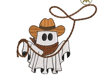 Disegno da ricamo Ghost Cowboy: file spettrale di Halloween (download digitale)
