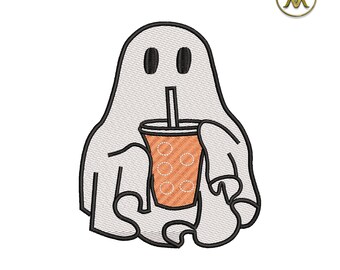Diseño de bordado de bebida fantasma de Halloween (PES DST VP3 HUS)