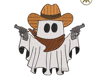 Disegno da ricamo di Halloween con cowboy fantasma (download digitale)