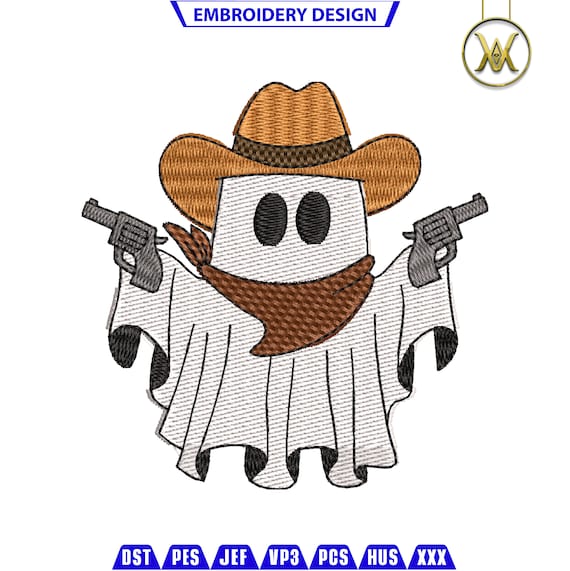 Ghost Cowboy Halloween Embroidery Design (Digital Download)