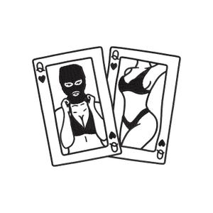 Queen of Spades Embroidery Design, Poker Playing Card Tattoo Art, Digital Machine File