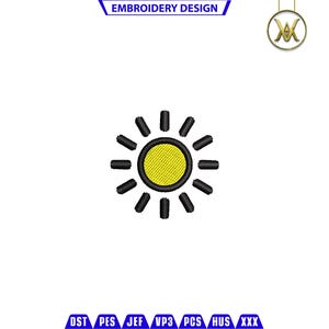 Mini Sun Embroidery Design File, Mini icon Embroidery File, 4 Size