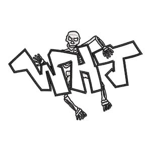 Skeleton Skull Embroidery Design, Gothic Machine Embroidery File, Spooky Digital Download