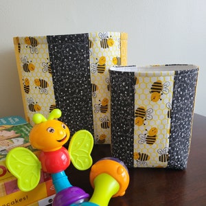Set of 2 Fabric Storage Baskets: Bees & Dinosaurs
