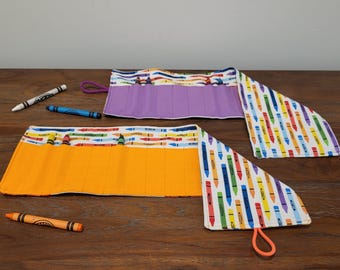 Handmade Crayon Roll Organizer: Travel Case for 16 Crayons, Kids Art Supplies