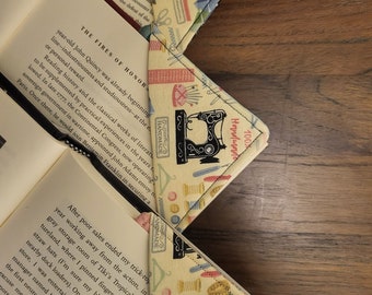 Set of 3 Fabric Corner Bookmarks, Sewing Theme, FREE SHIPPING