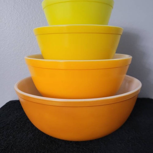 Vintage SUNFLOWER DAISY PYREX Cinderella Mixing Bowl Set Etsy