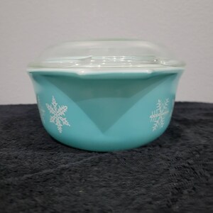 Pyrex Snowflake 043 Turquesa Cacerola ovalada de 1,5 cuartos imagen 4