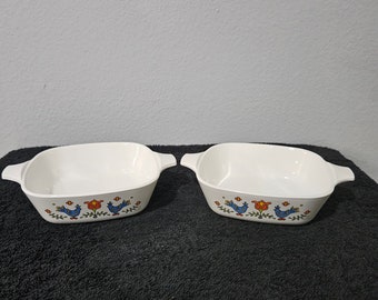 PAIR CorningWare Country Festival P-41 Petite Casserole Pans