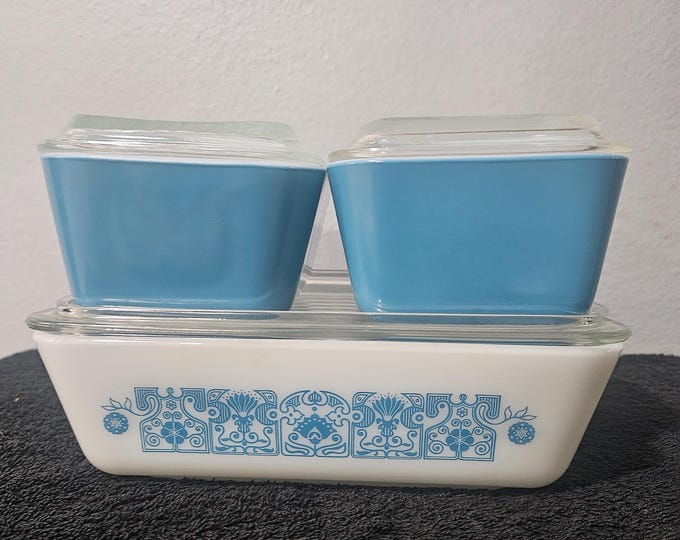 Pyrex Horizon Blue Refrigerator Dish Set - Etsy