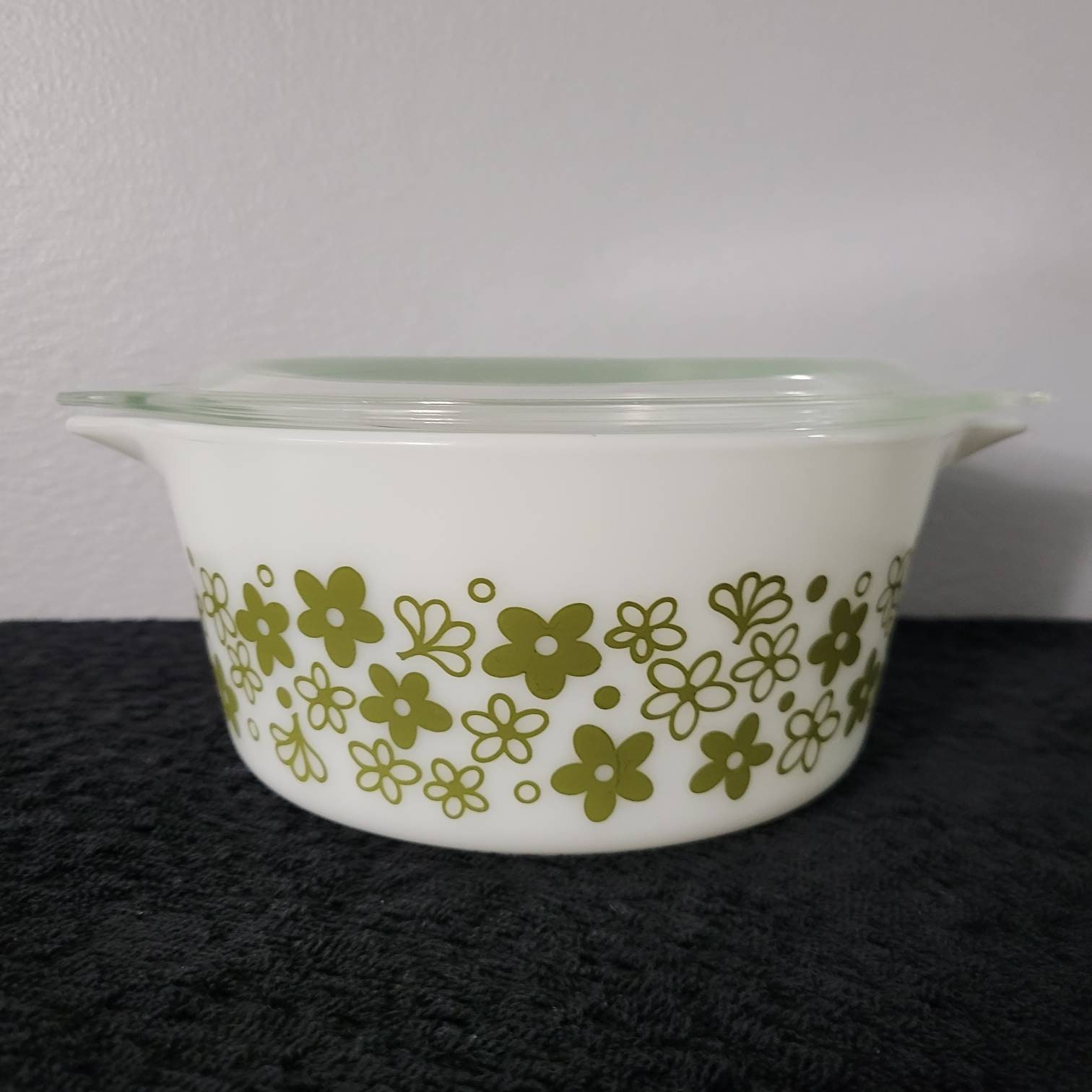 Vintage Pyrex Spring Blossom Green New in Box 480-1 Casserole Set, Set of 3  With Lids, 475, 474, 473 