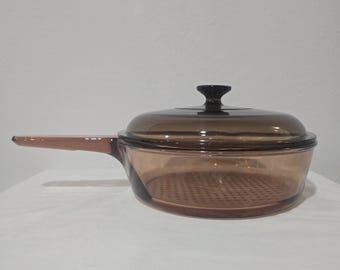 CorningWare Vision Chicken Fryer 10" Amber Waffle Skillet Pan
